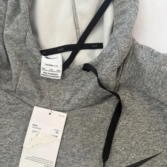 Nike Therma Fit Mens 3XL Hoodie Gray Pullover Swoosh Training Activewear Athlete